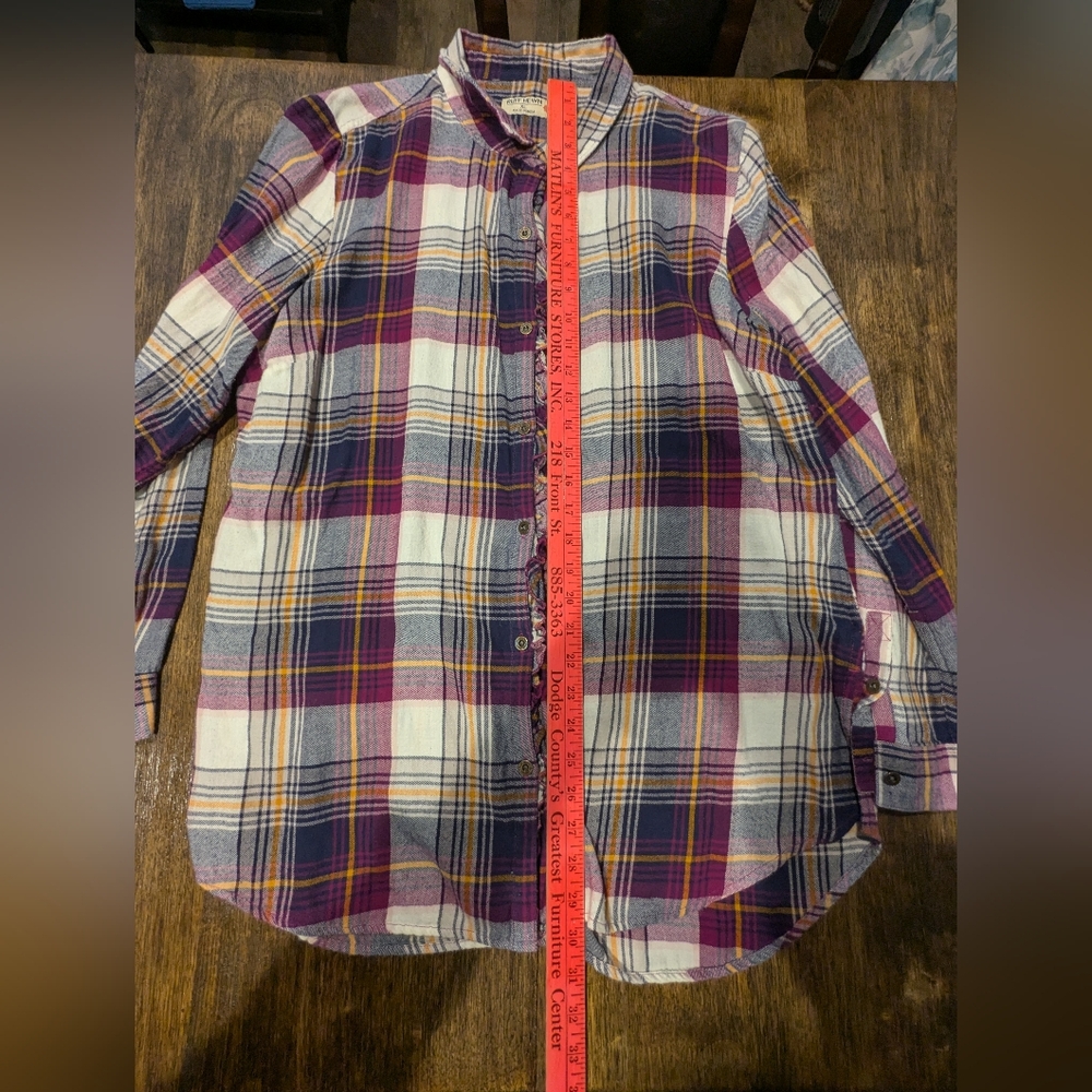Ruff Hewn Multicolor Plaid Shirt With Ruffles - Picture 8 of 9